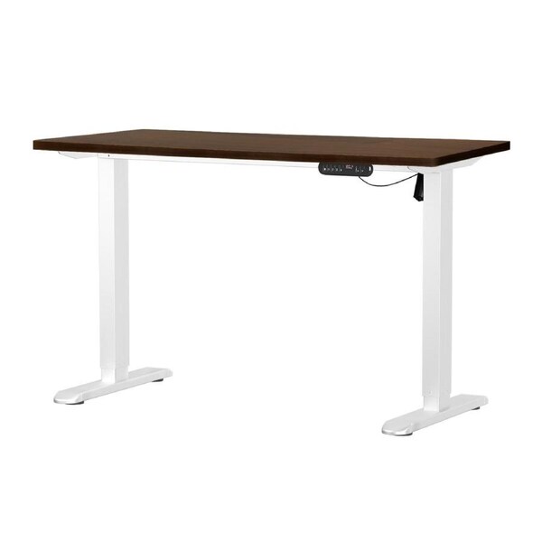 Oikiture 120CM Electric Standing Desk Single Motor Frame with Tabletop 3 Colour White Frame/120cm Walnut Tabeltop