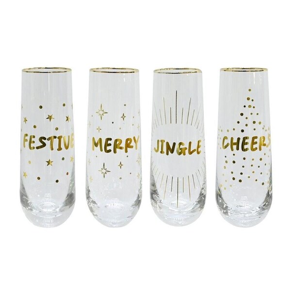 Bubbly Glass Gold 4 Asst 16cm