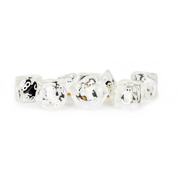 Metallic Dice Games - Resin 16mm Polyhedral Dice Set - Penguin