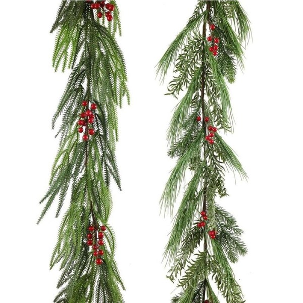Leafy Berry Garland 2 Asst 180cm