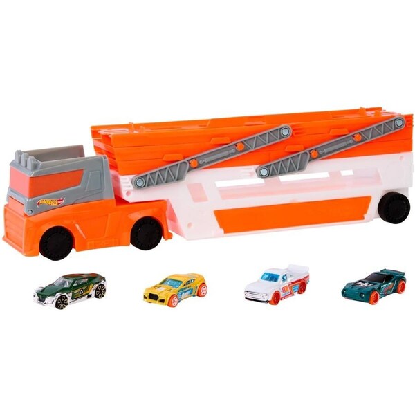 Hot Wheels Mega Hauler and 4 Cars Set