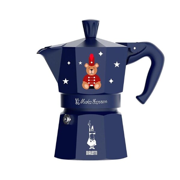 Bialetti Magico Ricordo Moka Express - 3 Cup - Teddy Bear Blue