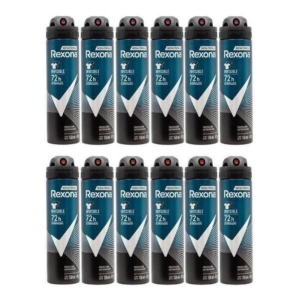 12PK Rexona Invisible Antiperspirant Deodorant Spray 72H Protection 150ml