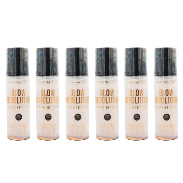 6PK Revolution Glow Prime Set Illuminating Face & Body Setting Spray 200ml