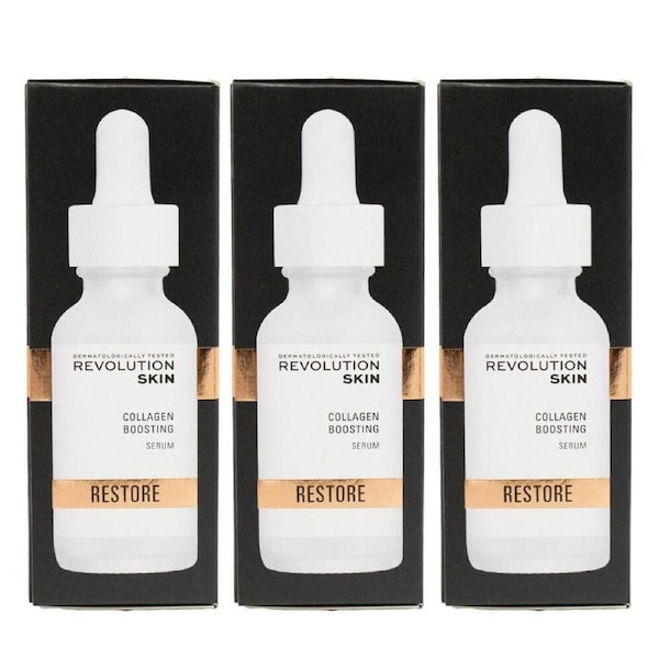 3PK Revolution Collagen Boosting Serum Restore Hydrating Skin Care 30ml