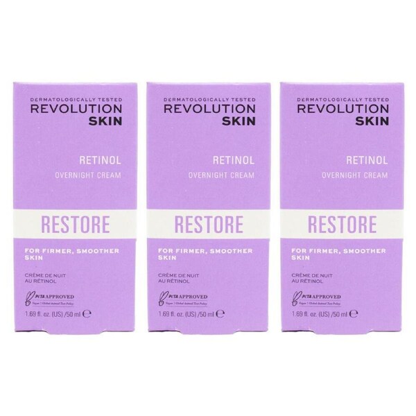 3PK Revolution 50ml Anti-Aging Retinol Overnight Cream Restore Face Skin Care
