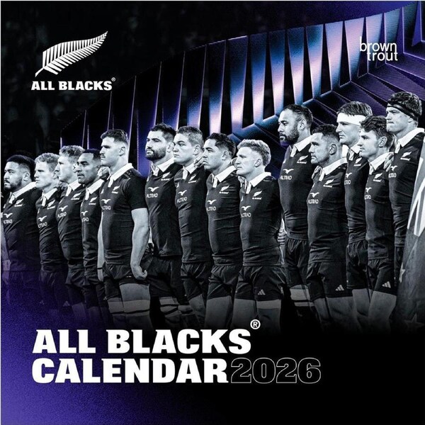 2026 Calendar All Blacks Official Square Wall, BrownTrout A05838
