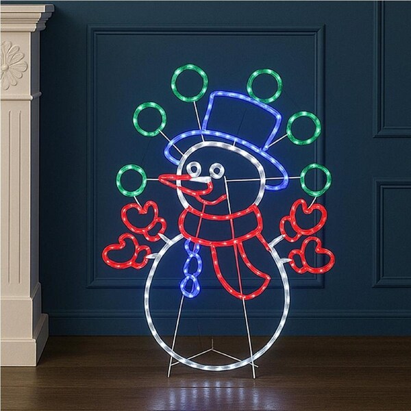 98cm Juggling snowman animated christmas rope light Silhouette