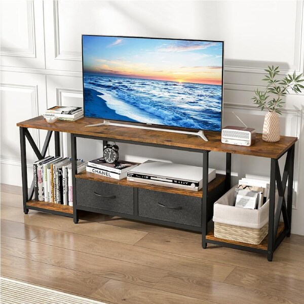 Advwin 160cm TV Unit Entertainment Cabinet Stand w/ Shelf & Storage Drawer Walnut