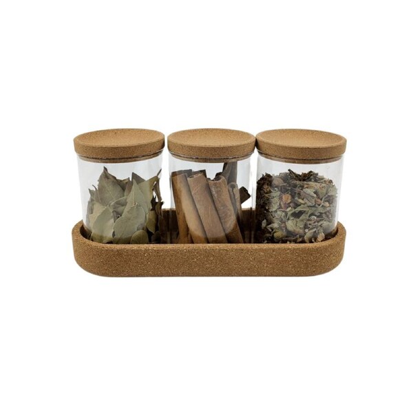Glass Jar Trio Set with Natural Cork Lid