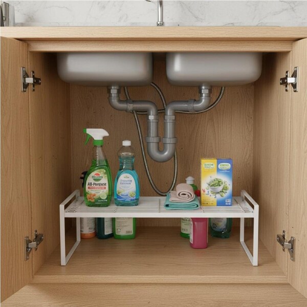 Metal Under Sink Shelf – White