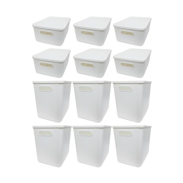 12-Pack White Storage Tubs with Lids