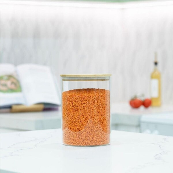 Large Glass Storage Jar with Bamboo Lid 3.2L - Kitchen Pantry Container