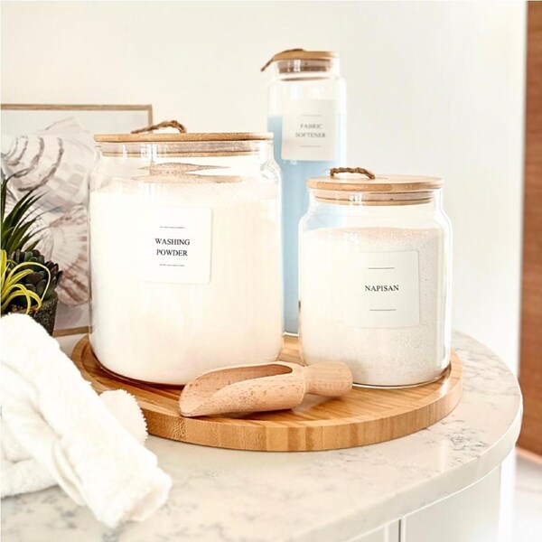 Bamboo & Glass 5 Piece Laundry Pack with Liquid Jar