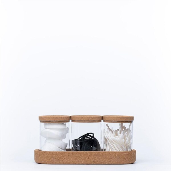 Glass Jar Trio with Cork Lids – 450ml Pantry Set