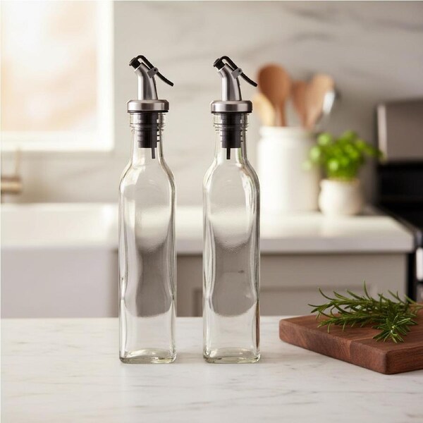 Clear Glass Oil & Vinegar Bottle – 550ml Dispenser