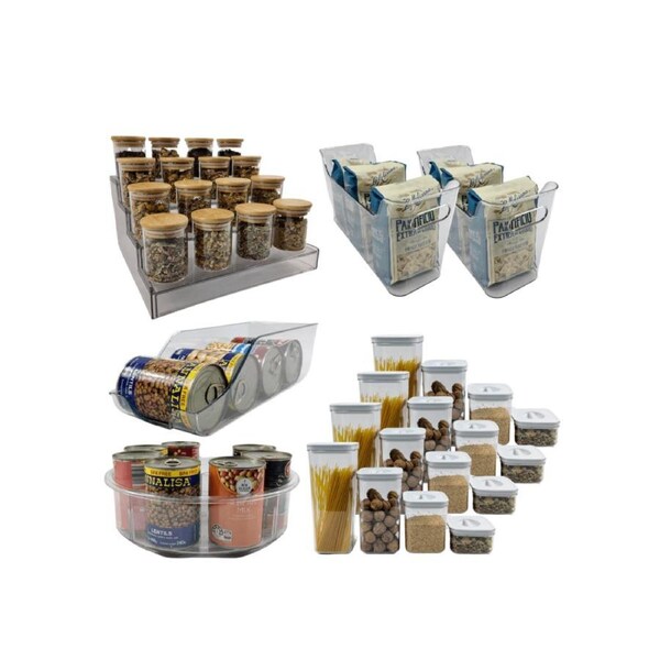 Clear Small Pantry Organizer Set – 18 Pack