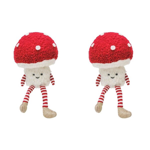 2PK Urban Fluffy Toadstool Sitting Christmas Decoration 24cm Red/White