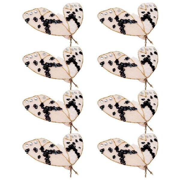 8PK Urban Moth Clip Christmas Decoration Ornament 9cm Pink/Black