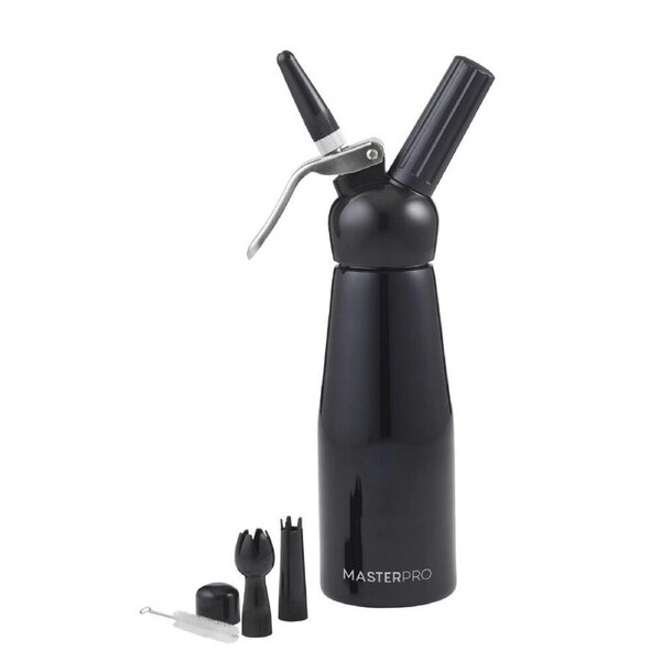 MasterPro Cream Whipper 500ml & 3 Nozzles Black