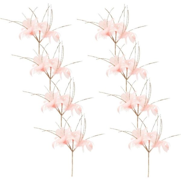 8PK Urban Elegant Feather Pick Clip Christmas Decoration 24cm Blush