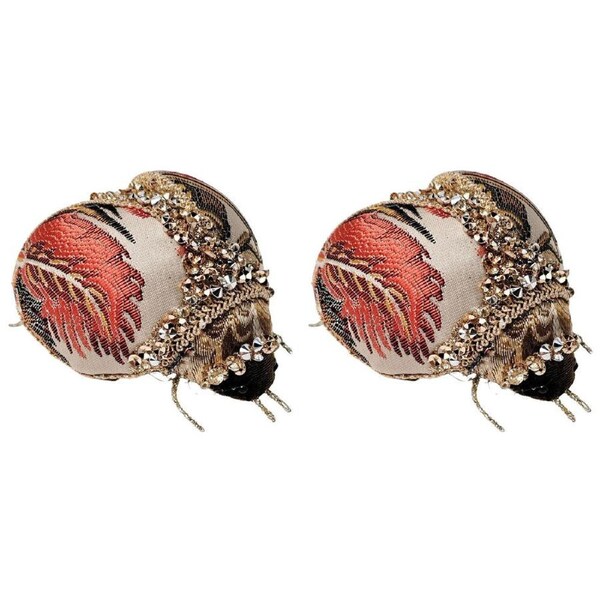 2PK Urban Woodland Christmas Beetle Decoration 11cm Multicoloured