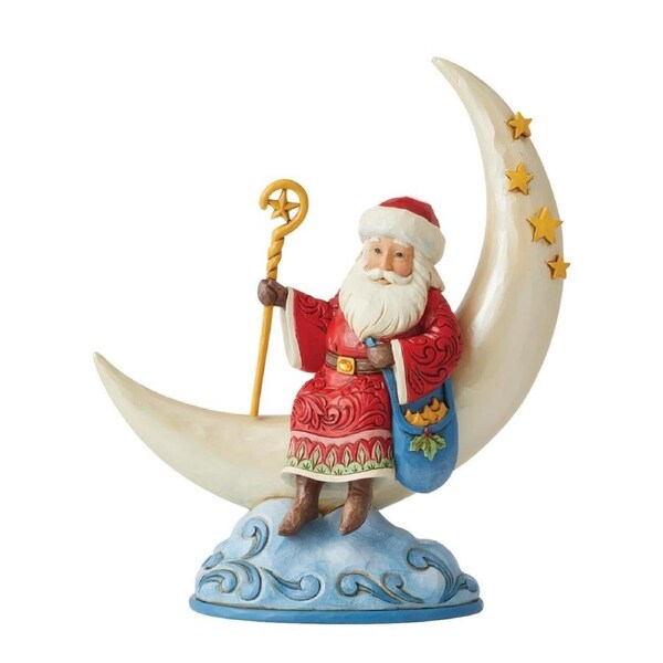 Heartwood Creek Figurine 21cm Santa on Crescent Moon, Whitehill 6012900