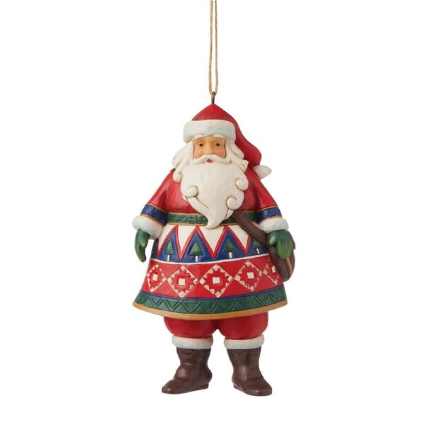 Heartwood Creek Hanging Ornament 11.5cm Lapland Santa With Satchel, Whitehill 6009458