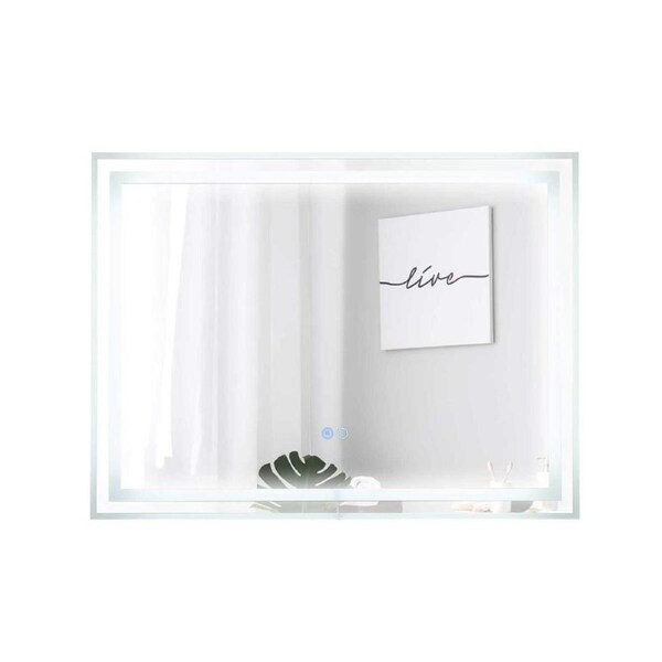 Costway LED Bathroom Mirror Touch Switch Anti-Fog Aluminum Vanity Mirror Rectangular w/3-Color Lights 80x60CM