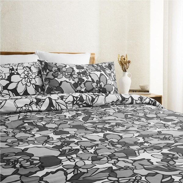 Tontine Aalia Cotton Quilt Cover Soft Bedding Set Charcoal King