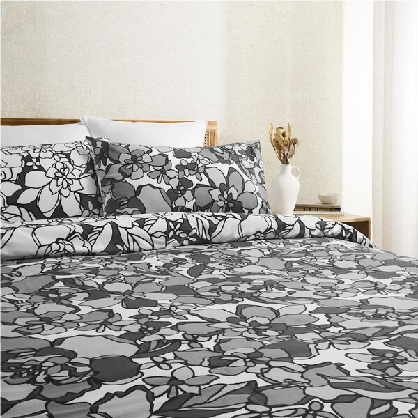 Tontine Aalia Cotton Quilt Cover Soft Bedding Set Charcoal Queen