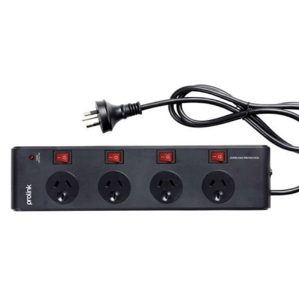 Prolink PB41BK-5M 4 Way Power Board Individually Switched Black 5m lead