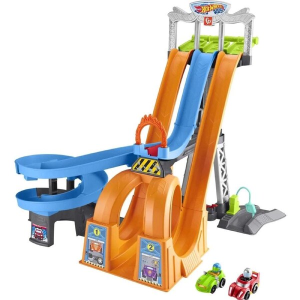 Fisher-Price Little People Hot Wheels Racing Loops Tower Playset Cars