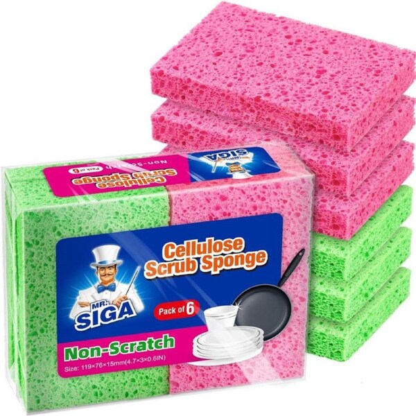 MR.SIGA 12 Pack Scrub Sponges, Non-Scratch Sponges for Dishes, Kitchen Sponge Dish Scrubber