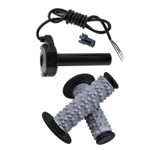 TDR 3Pin Full Twist Throttle Electric Bike Ebike Right Hand Grip Twist Throttle Handlebar Control Black Aluminum Alloy ABS with Hand Grips Compatible with 3 Pin SM Plug Connection