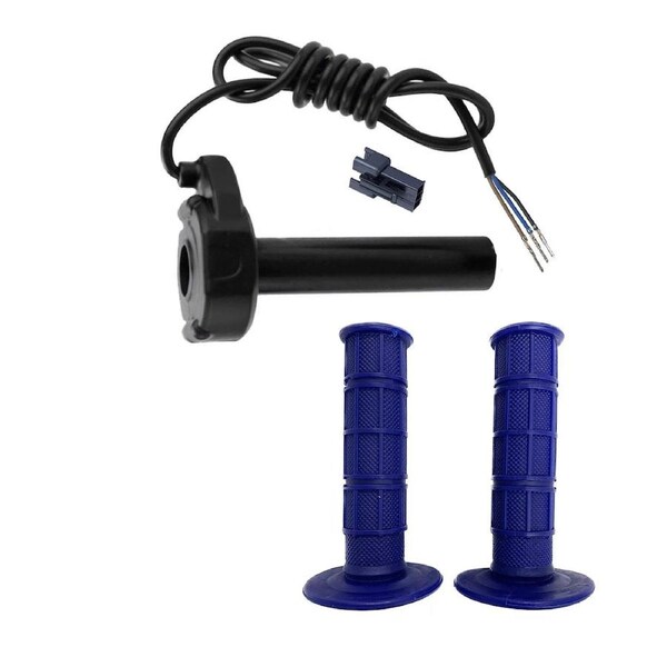 TDR 3 Pins Connectors EBike Electronic Throttle Handle Right Blue Hand Grip Twist Throttle with Hand Grips Set Black Aluminum Alloy ABS Plastic Compatible with 3 Pin SM Plug