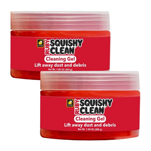 Ruby Squishy Clean 2 Pack Reusable Cleaning Gel for Car, Lifts Away Dust & Debris, Great for Air Vents, Keyboards, Consoles, Cupholders & More, Gets Deep in Crevices