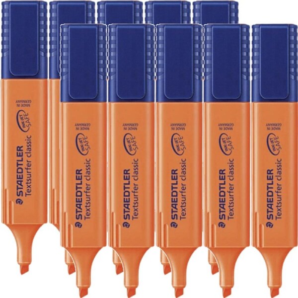 Staedtler Textsurfer Classic Highlighter Chisel Tip Orange Box 10 Bulk