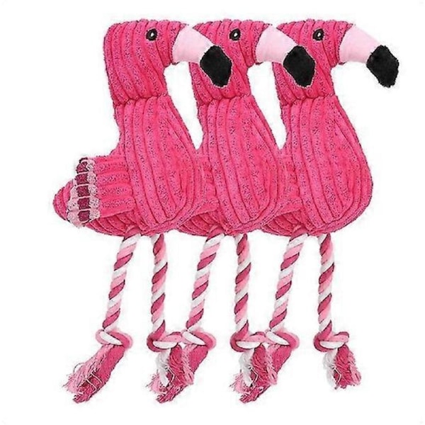 JOYBUY Flamingo Plush Dog Toy - Durable Knotted Squeaky Toy for Small Dogs