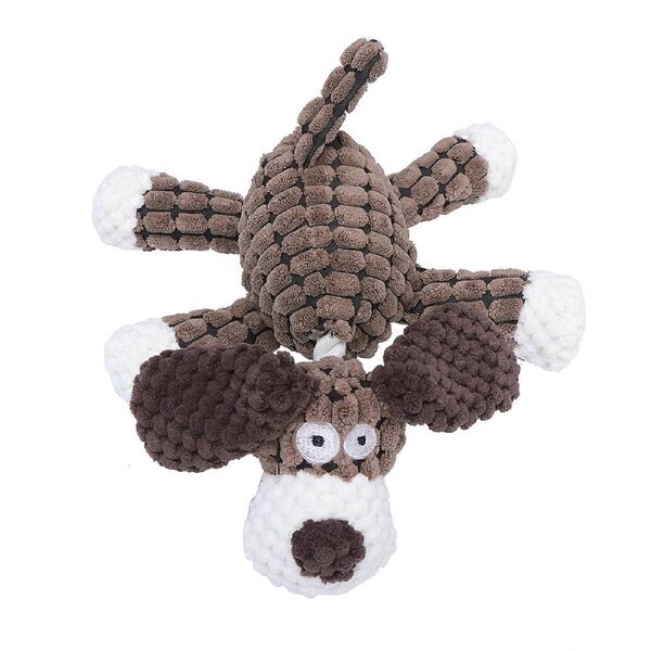 JOYBUY Cartoon Brown Squeaky Plush Dog Chew Toys - For Small Dogs