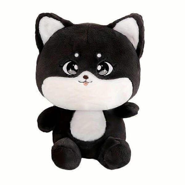 JOYBUY Black Cat Plush Toy - Rabbit Fur Big Pillow Doll Gift for Girls