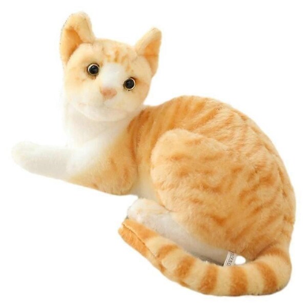 JOYBUY Realistic Cat Plush Toy - Short Plush Siamese Orange Cat Doll