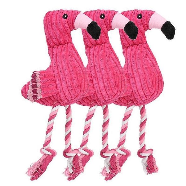 JOYBUY Flamingo Dog Toy - Durable Plush with Knots and Squeaker for Small Dogs