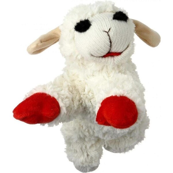 JOYBUY Lambchop Plush Dog Toy - 10" White/Tan Soft Dog Toy Small Size