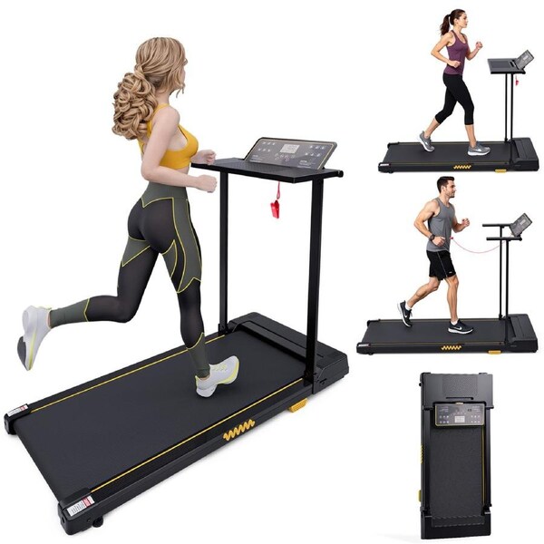 Advwin Electric Treadmill with Detachable Tabletop, Compact Quiet Folding Walking Pad for Home with APP Control, LED Display, 1-10km/h, Max Load 120kg