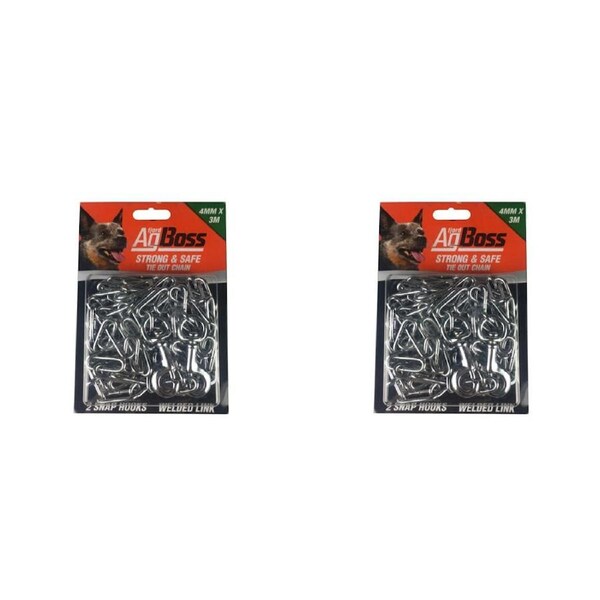 2PK AgBoss Heavy Duty Adjustable Welded Link Tie Out Chains 4mmx3m