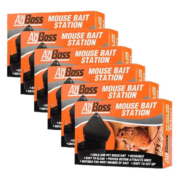 6PK AgBoss Heavy Duty Mouse/Rodant Trap Corner Bait Station Compact