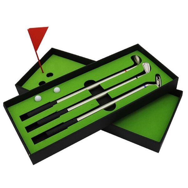 Mini Golf Pen Gift Set Desktop Golf Game with 3 Golf Club Pens Flag and Balls Fun Office and Home Decor