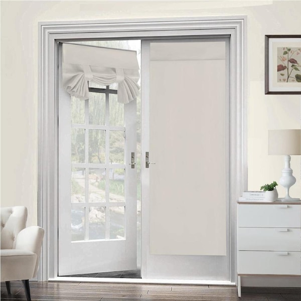 2x Blackout Door Curtain - Privacy Thermal Insulated Door Window Curtains for Patio French Door Front Door Sidelight Curtain Tie up Shade, Ivory