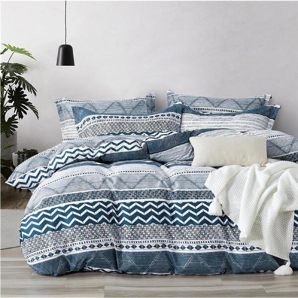 Blue Waves Design Soft Quilt/Duvet/Doona Cover Set Queen